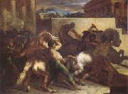 Theodore   Gericault Race of Wild Horses at Rome (mk05) France oil painting reproduction